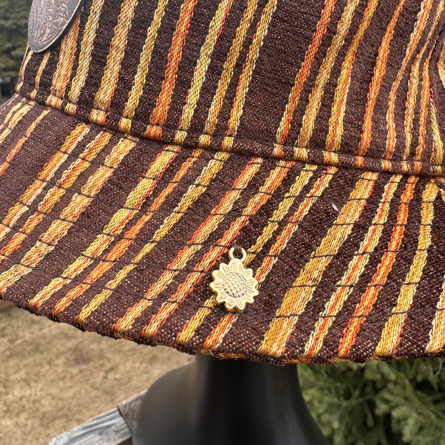 Gold & Brown Striped Bucket Hat