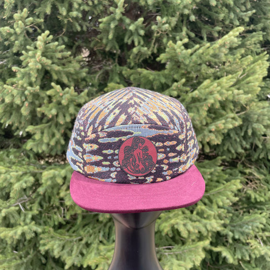Burgundy Tie Dye - 5 Panel Hat - Short Brim 2